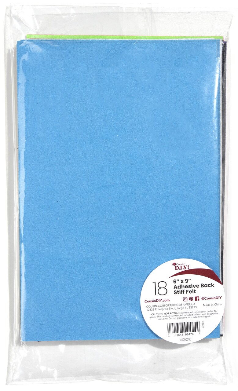 CousinDIY Adhesive Back Stiff Felt Sheets 6X9 18/Pkg